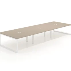 Mesa de juntas rectangular triple fondo 166 cm, estructura blanca
