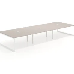 Mesa de juntas rectangular triple fondo 166 cm, estructura blanca