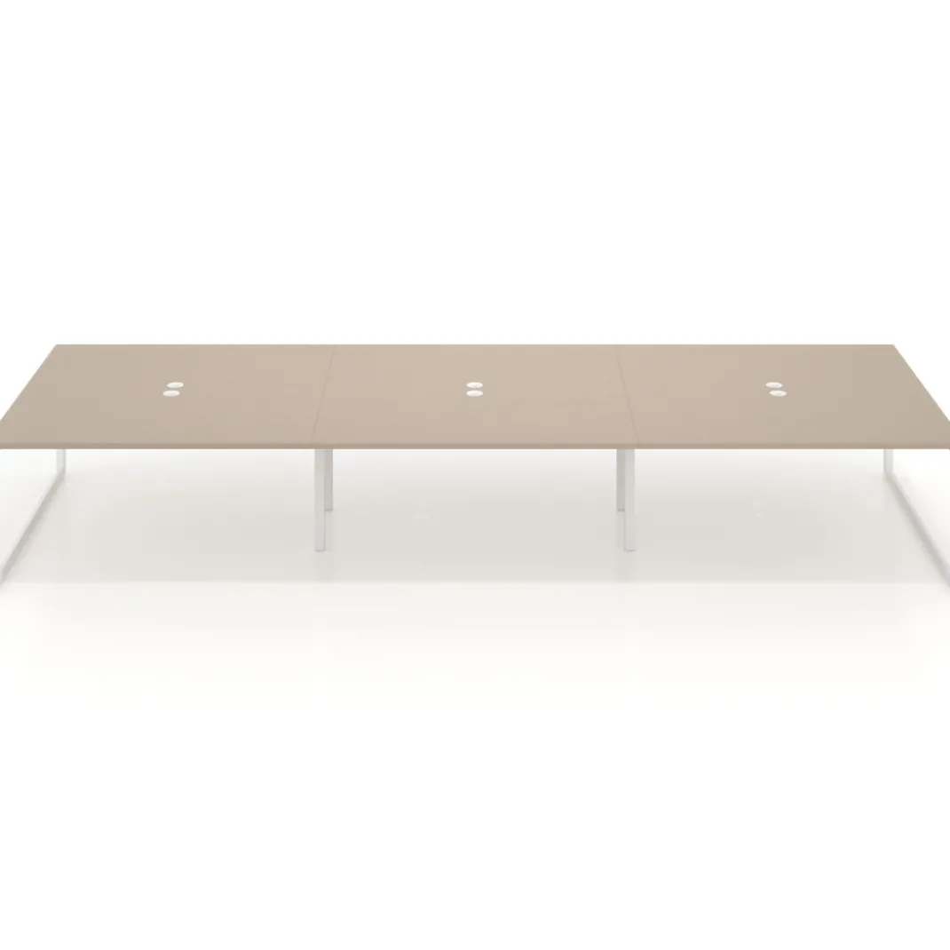 Mesa de juntas rectangular triple fondo 166 cm, estructura blanca