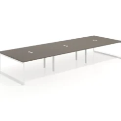 Mesa de juntas rectangular triple fondo 166 cm, estructura blanca