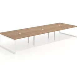 Mesa de juntas rectangular triple fondo 166 cm, estructura blanca