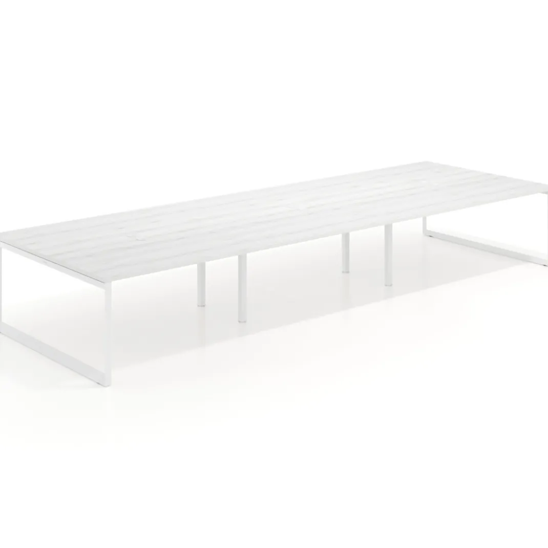 Mesa de juntas rectangular triple fondo 166 cm, estructura blanca