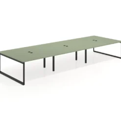 Mesa de juntas rectangular triple fondo 166 cm, estructura negra