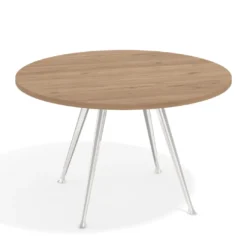 Mesa de juntas redonda, diametro 130, patas de aluminio, estructura cromada