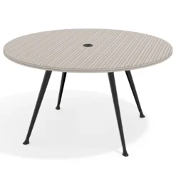 Mesa de juntas redonda, diametro 150, patas de aluminio, estructura negra