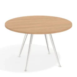 Mesa de juntas redonda, diametro 130, patas de aluminio, estructura cromada