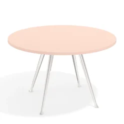 Mesa de juntas redonda, diametro 130, patas de aluminio, estructura cromada