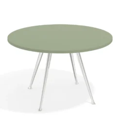 Mesa de juntas redonda, diametro 130, patas de aluminio, estructura cromada