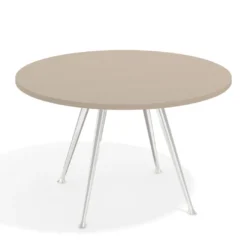Mesa de juntas redonda, diametro 130, patas de aluminio, estructura cromada