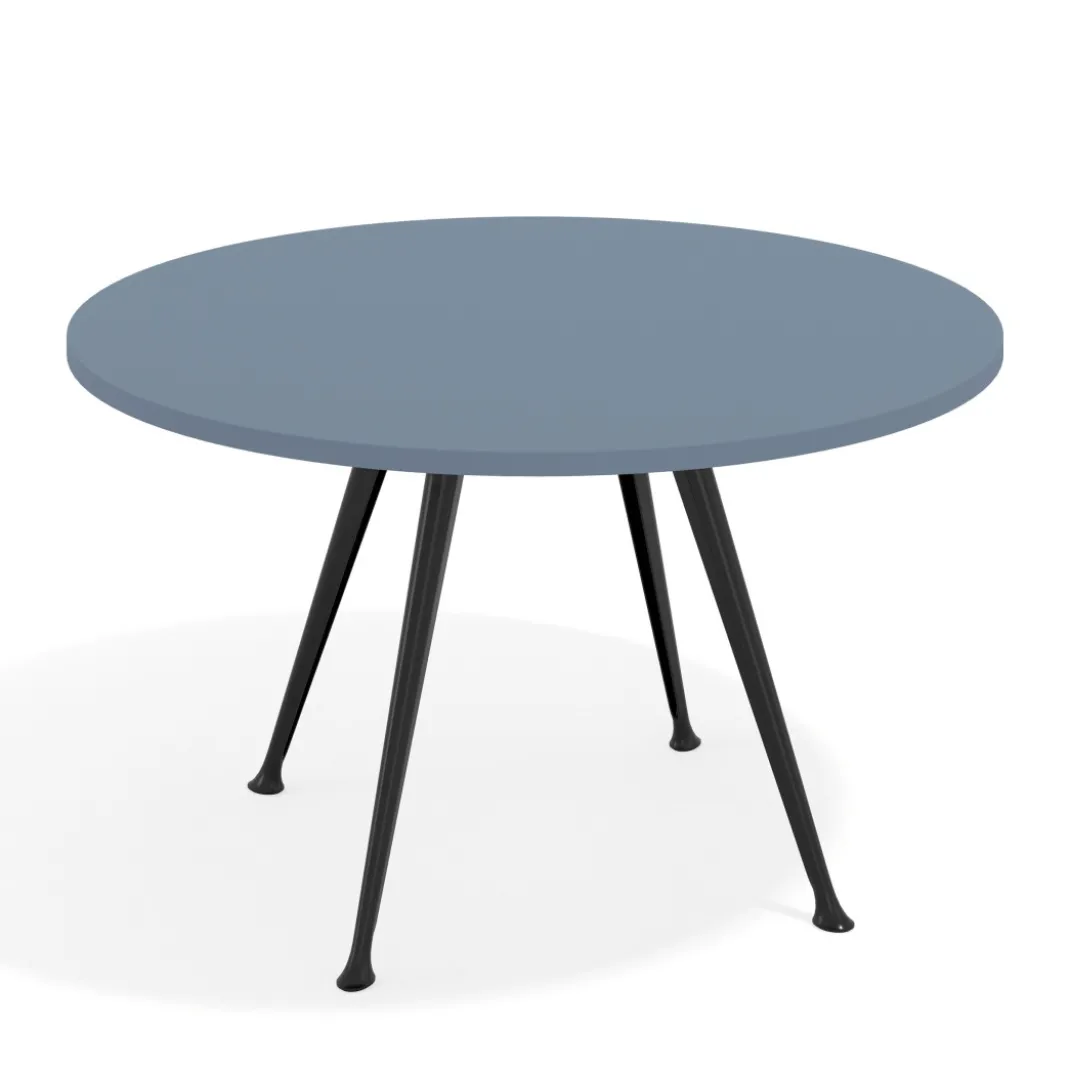 Mesa de juntas redonda, diametro 130, patas de aluminio, estructura negra