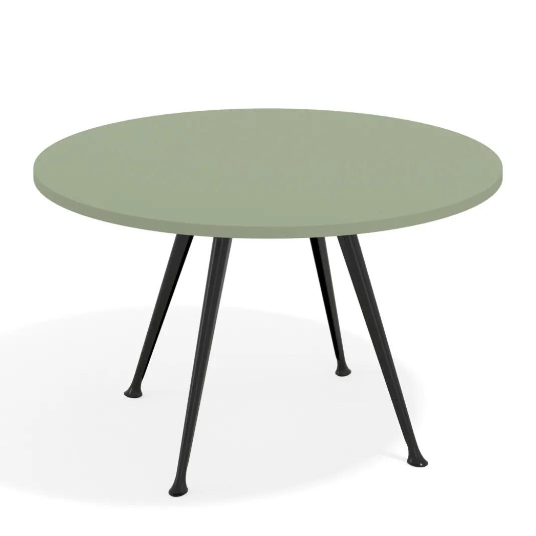 Mesa de juntas redonda, diametro 130, patas de aluminio, estructura negra