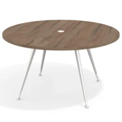 Mesa de juntas redonda, diametro 150, patas de aluminio, estructura cromada