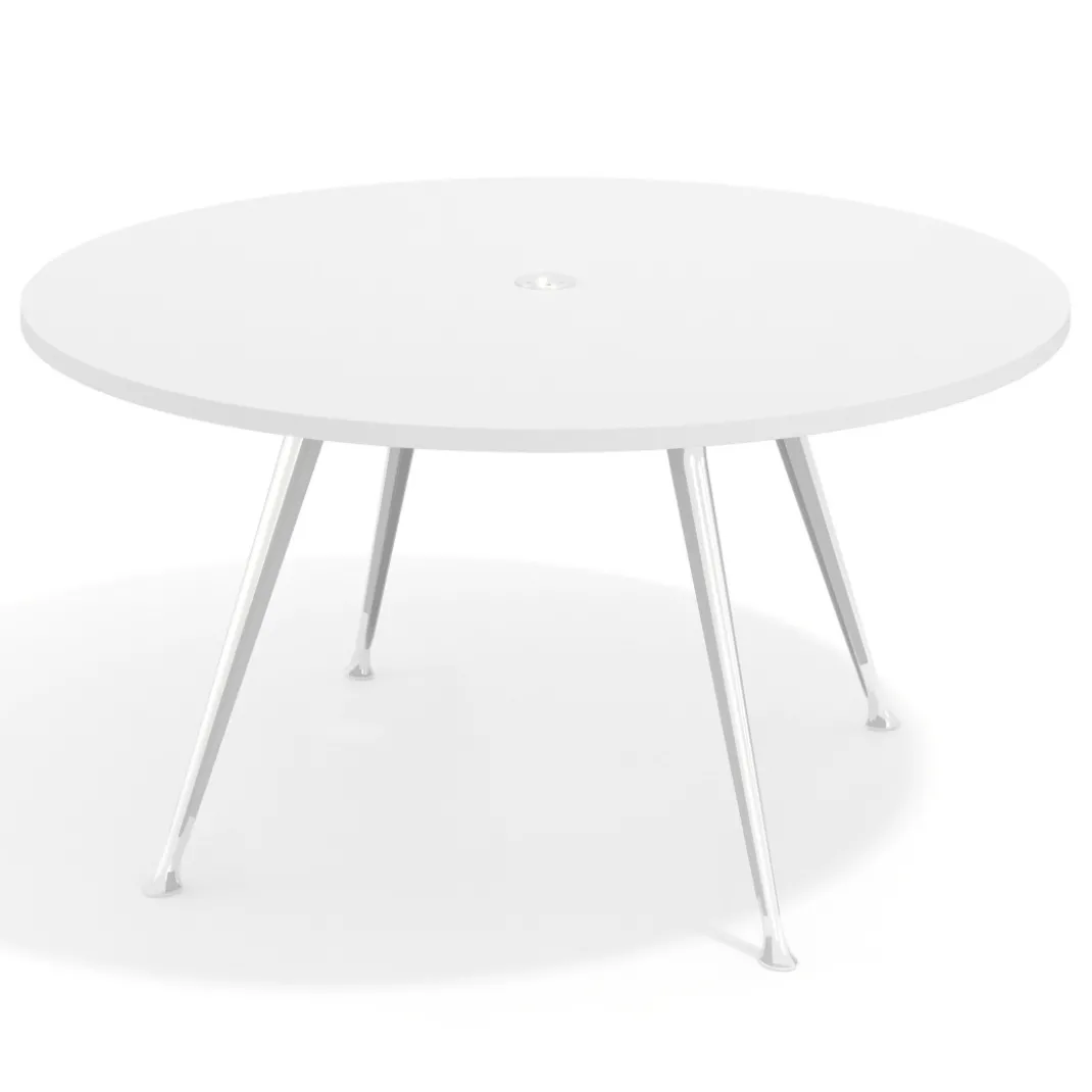 Mesa de juntas redonda, diametro 150, patas de aluminio, estructura cromada