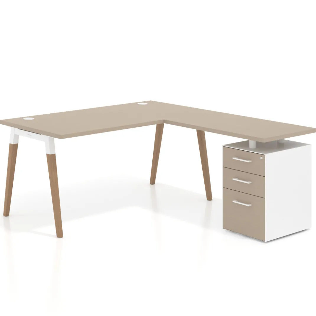 Mesa de oficina con cajones Arki, frontales de melamina