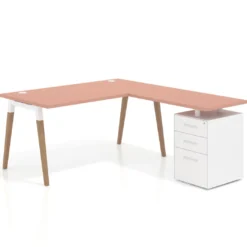Mesa de oficina con cajones Arki, frontales de metal