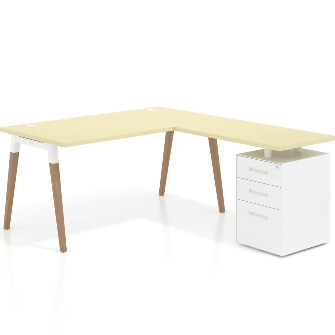 Mesa de oficina con cajones Arki, frontales de metal