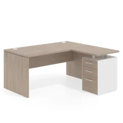 Mesa de Oficina con cajones Work Plus, ala corta, fondo 80, frontales melamina diseño monocolor