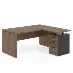 Mesa de Oficina con cajones Work Plus, ala corta, fondo 80, frontales melamina diseño monocolor