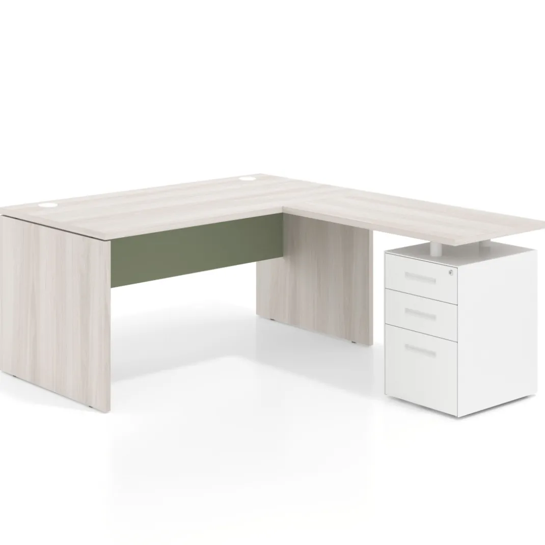 Mesa de Oficina con cajones Work Plus fondo 80, frontales de metal estructura california
