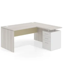Mesa de Oficina con cajones Work Plus fondo 80, ala corta, frontales de metal estructura california