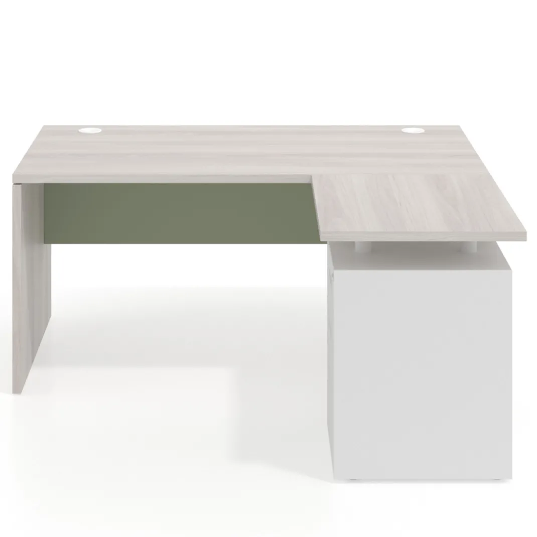 Mesa de Oficina con cajones Work Plus fondo 80, ala corta, frontales de metal estructura california