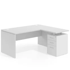 Mesa de Oficina con cajones Work Plus fondo 80, ala corta, frontales de metal diseño monocolor
