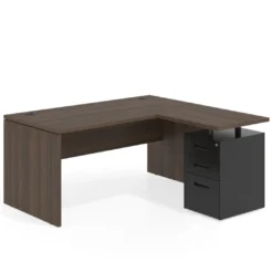 Mesa de Oficina con cajones Work Plus fondo 80, ala corta, frontales de metal diseño monocolor