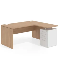 Mesa de Oficina con cajones Work Plus fondo 80, ala corta, frontales de metal diseño monocolor