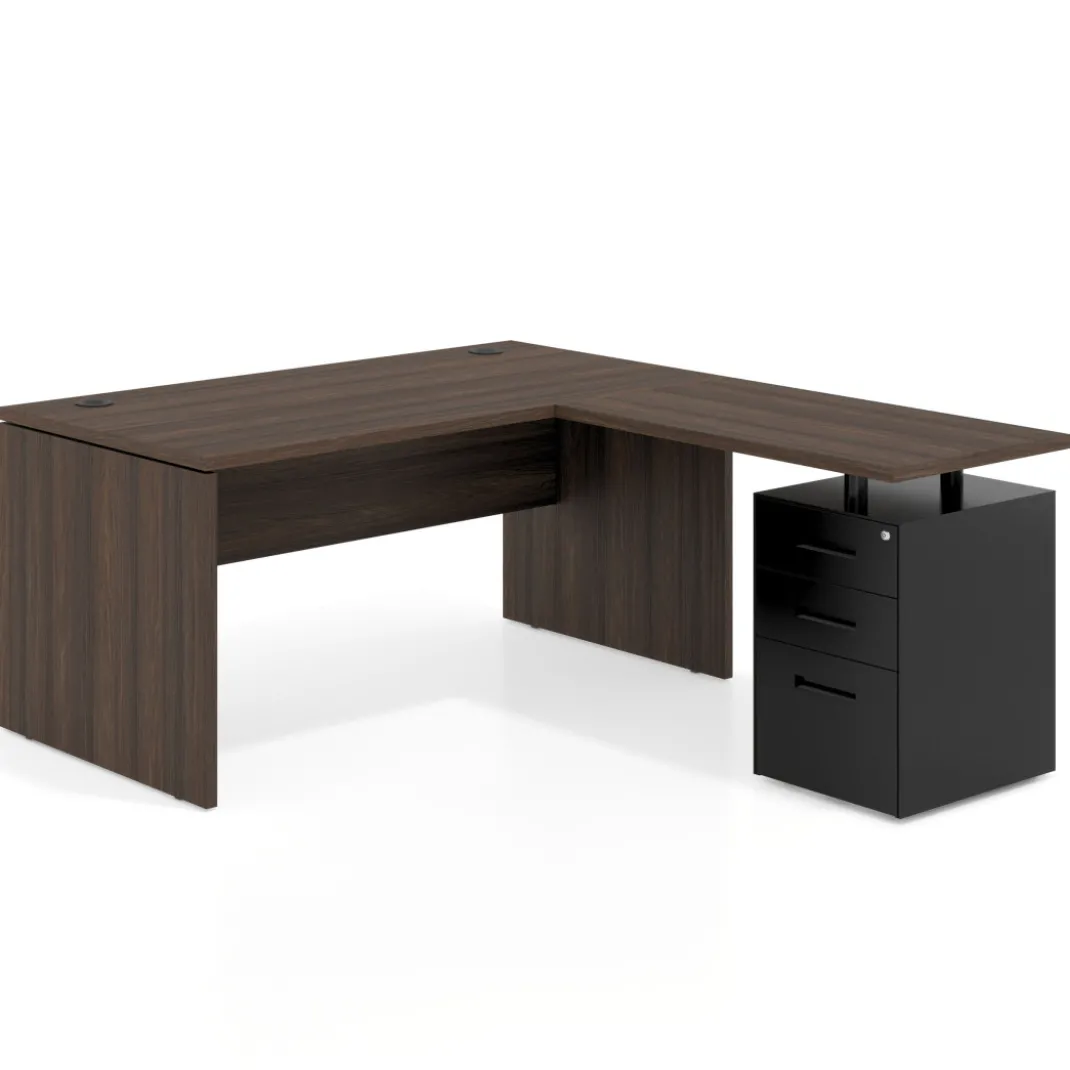 Mesa de Oficina con cajones Work Plus fondo 80, frontales de metal diseño monocolor
