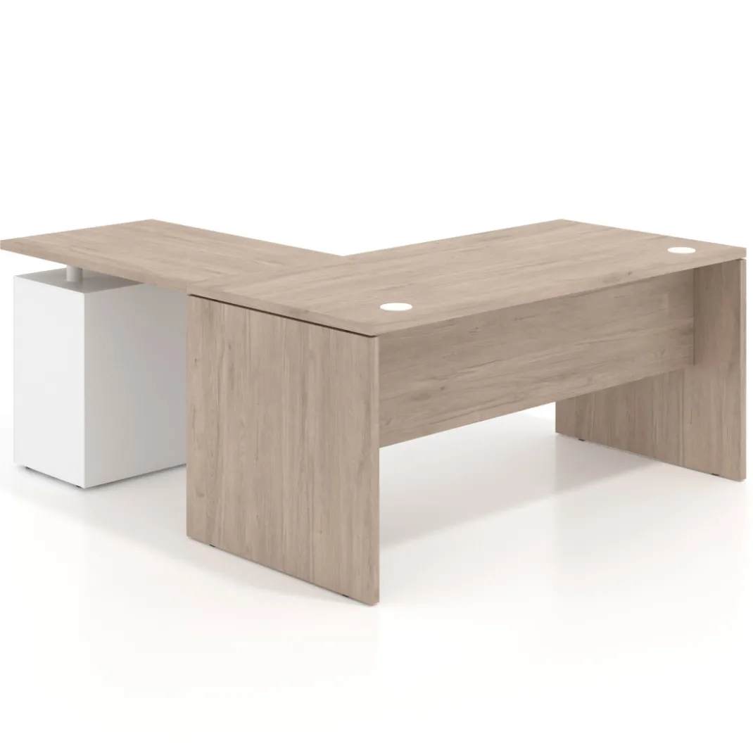 Mesa de Oficina con cajones Work Plus fondo 80, frontales de metal diseño monocolor