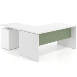 Mesa de Oficina con cajones Work Plus fondo 80, frontales de metal estructura blanco mate