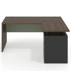 Mesa de Oficina con cajones Work Plus fondo 80, ala corta, frontales de metal estructura mistral