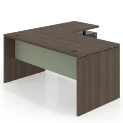 Mesa de Oficina con cajones Work Plus fondo 80, ala corta, frontales de metal estructura mistral