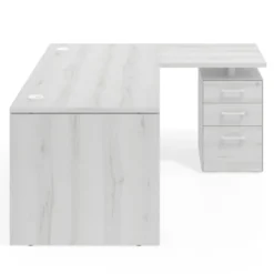 Mesa de Oficina con cajones Work Plus, ala corta, fondo 80, frontales melamina diseño monocolor