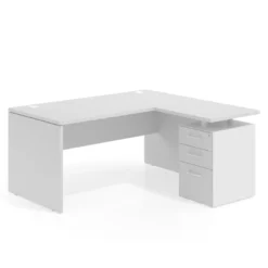 Mesa de Oficina con cajones Work Plus, ala corta, fondo 80, frontales melamina diseño monocolor
