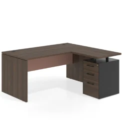 Mesa de Oficina con cajones Work Plus, ala corta, fondo 80, frontales melamina estructura mistral