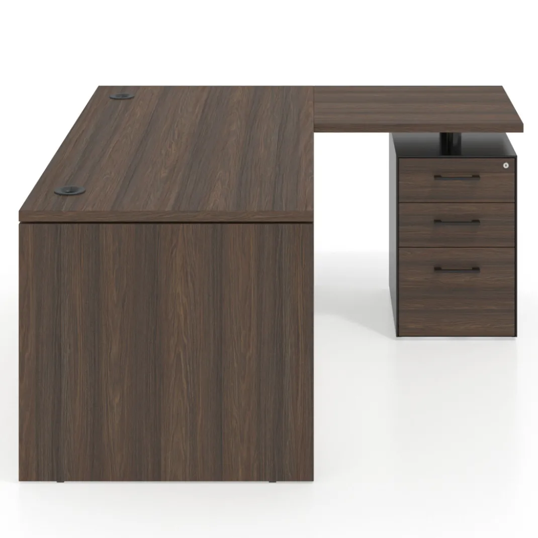 Mesa de Oficina con cajones Work Plus, ala corta, fondo 80, frontales melamina estructura mistral