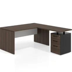 Mesa de Oficina con cajones Work Plus fondo 80, frontales melamina estructura mistral