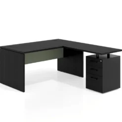 Mesa de Oficina con cajones Work Plus fondo 80, frontales melamina estructura bocamina