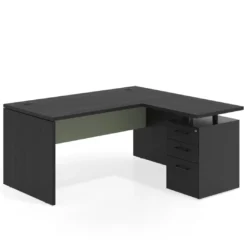 Mesa de Oficina con cajones Work Plus, ala corta, fondo 80, frontales melamina estructura bocamina