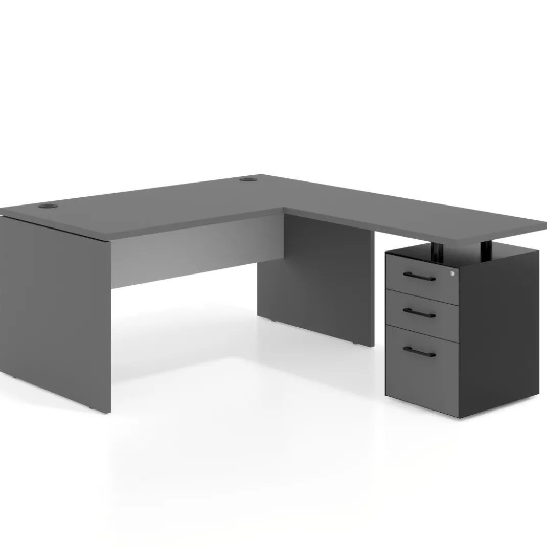 Mesa de Oficina con cajones Work Plus fondo 80, frontales melamina diseño bicolor