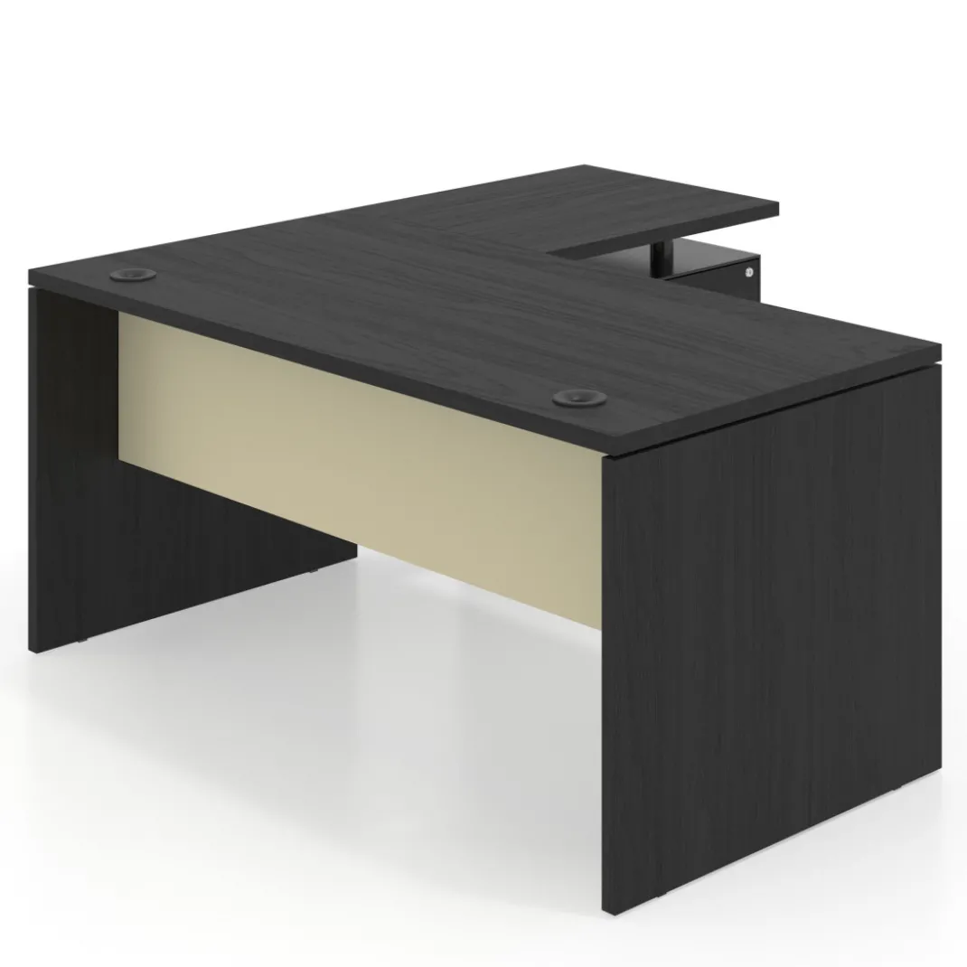 Mesa de Oficina con cajones Work Plus, ala corta, fondo 80, frontales melamina estructura bocamina