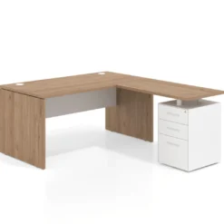 Mesa de Oficina con cajones Work Plus fondo 80, frontales de metal estructura naturale