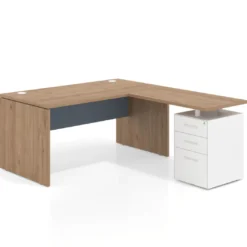 Mesa de Oficina con cajones Work Plus fondo 80, frontales de metal estructura naturale