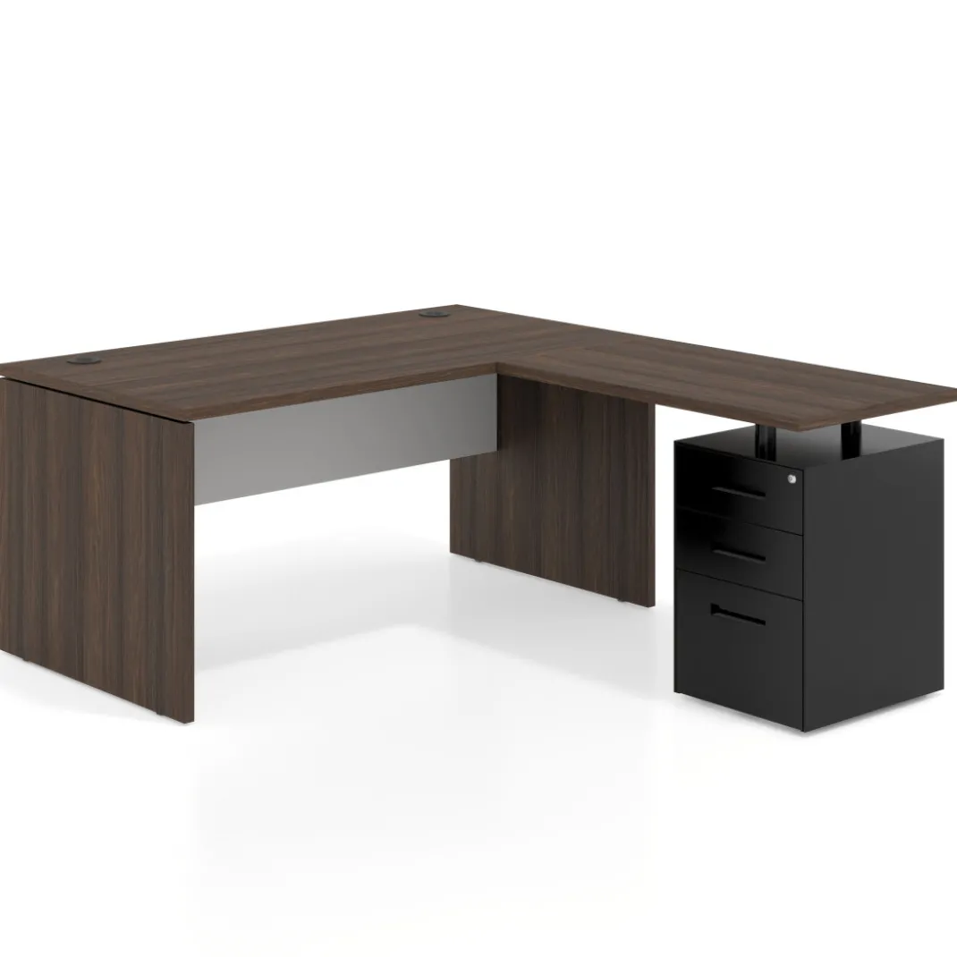 Mesa de Oficina con cajones Work Plus fondo 80, frontales de metal estructura mistral