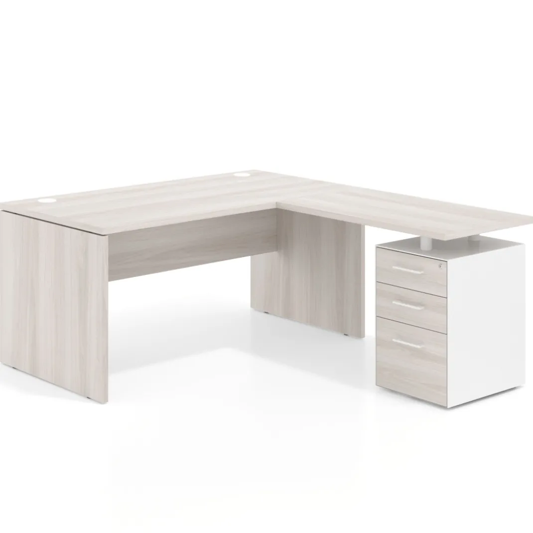 Mesa de Oficina con cajones Work Plus fondo 80, frontales melamina diseño monocolor