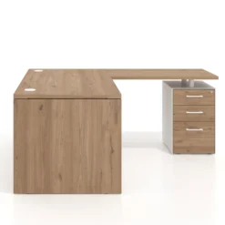 Mesa de Oficina con cajones Work Plus fondo 80, frontales melamina estructura naturale