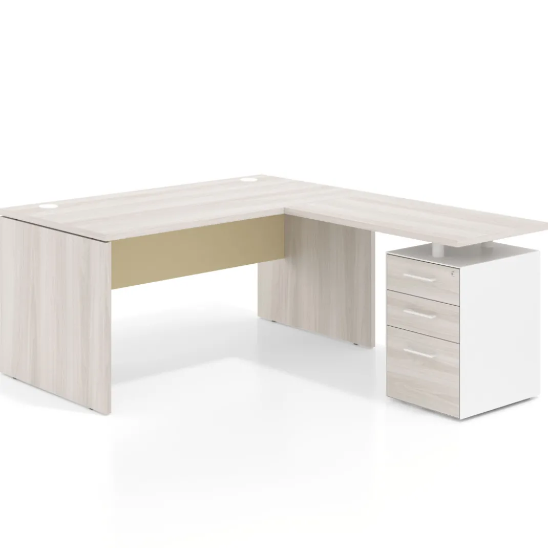 Mesa de Oficina con cajones Work Plus fondo 80, frontales melamina estructura california