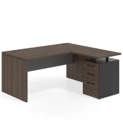 Mesa de Oficina con cajones Work Plus, ala corta, fondo 80, frontales melamina estructura mistral