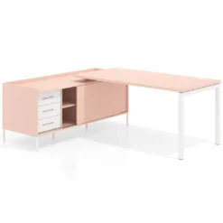 Mesa de oficina con pedestal cajonera Kube fondo 80cm estructura blanca